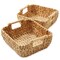 Casafield Set of 2 Water Hyacinth Seagrass Oval Storage Baskets with Wooden Handles - Woven Bin Organizers